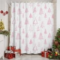 thumbnail image 2 of Shower Curtain 72"W x 78"L Winter Simple Pink Christmas Tree Fabric Shower Curtains Set with Hooks Water Repellent Bathroom Curtains Machine Washable Bathroom Accessories, 2 of 9