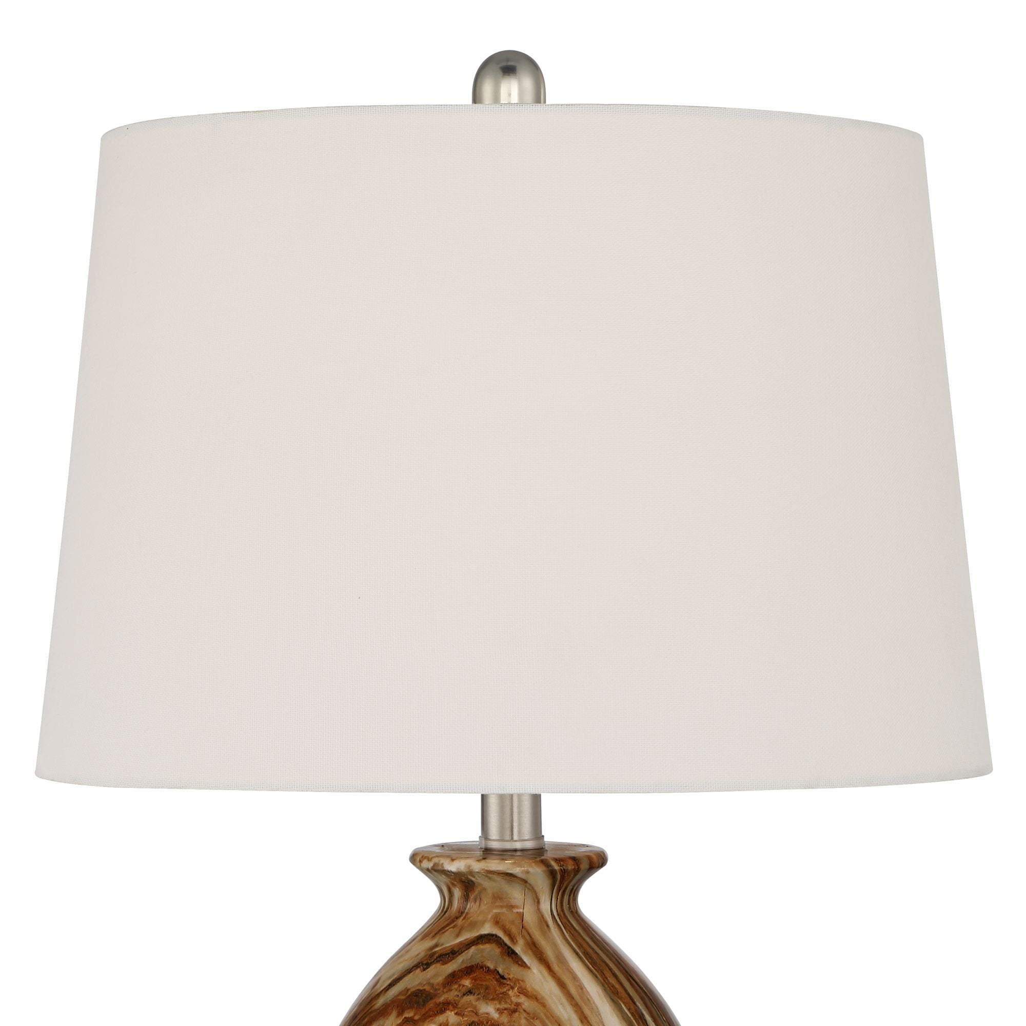 360 Lighting Carlton Modern Table Lamps 28" Tall Set of 2 Swirling Brown Faux Marble White Tapered Drum for Bedroom Living Room Bedside Nightstand