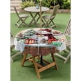 thumbnail image 3 of Outdoor Tablecloth with Umbrella Hole and Zipper, Snowman Christmas Round Table Cloth 54 Inch Waterproof Tablecloth, Xmas Tree Snowflake Gifts Winter Picnic Table Cover for Patio Camping, 3 of 7