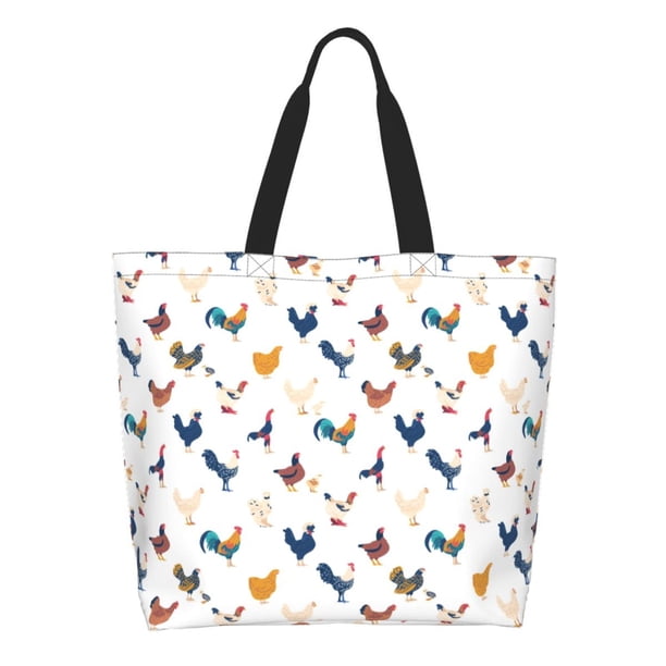 Balery Various Rooster Bolsa Tote Estilo Estético con Cremalleras, Bolsa de Hombro, Bolsa de Compras Grande y Plegable