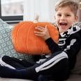 thumbnail image 3 of QLUEWX Large Pumpkin Plush Pillow, 13.7 Inch Fluffy 3D Pumpkin Shaped Throw Cushion Soft Stuffed Pumpkin Decor Pillow for Halloween Home Sofa Bedroom Decor Holiday Gift for Kids Adults, 3 of 6