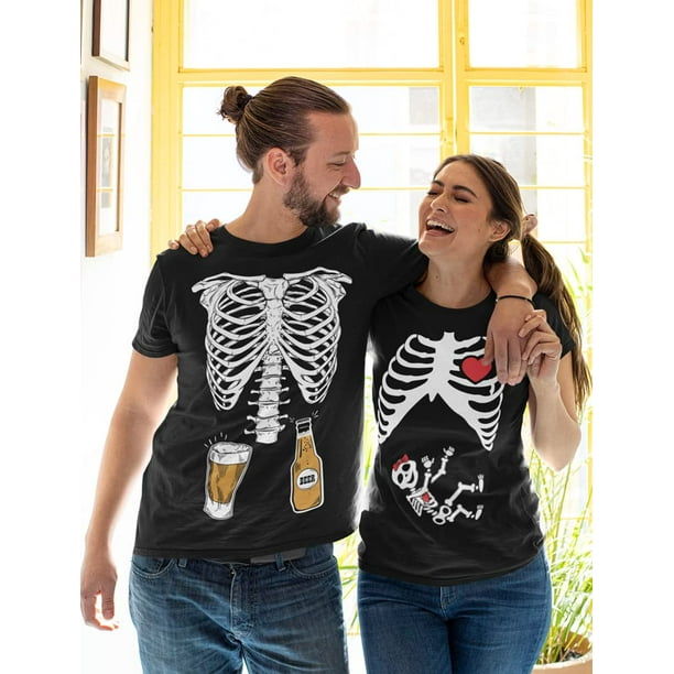 Halloween Pregnancy Baby Girl Xray Shirt Beer Skeleton Costume for