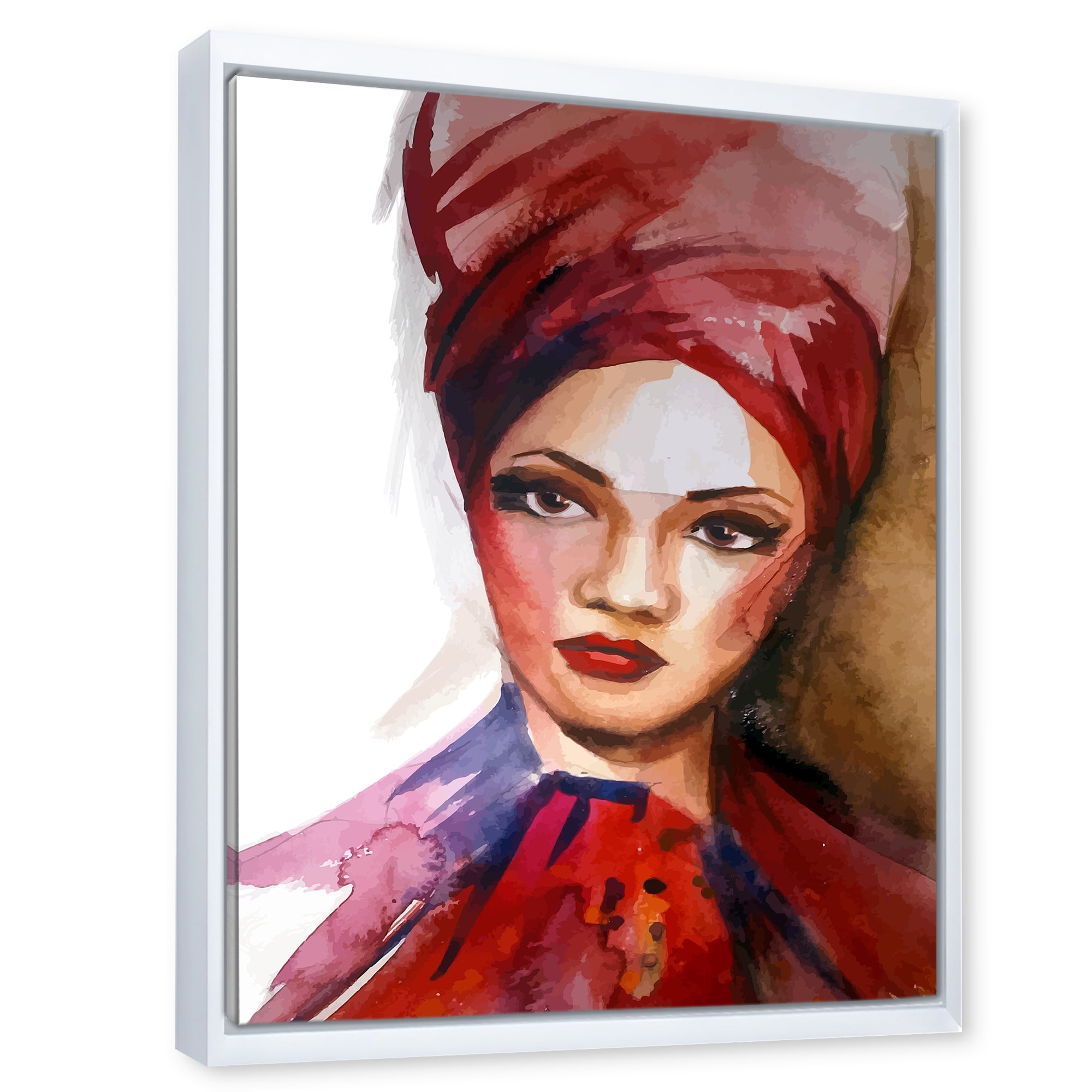 Designart 'Portrait of Young African American Woman I' Modern Framed Canvas Wall Art Print