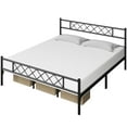 thumbnail image 3 of Topeakmart California King Metal Bed Frame with Crisscross Headboard & Footboard, Black, 3 of 9