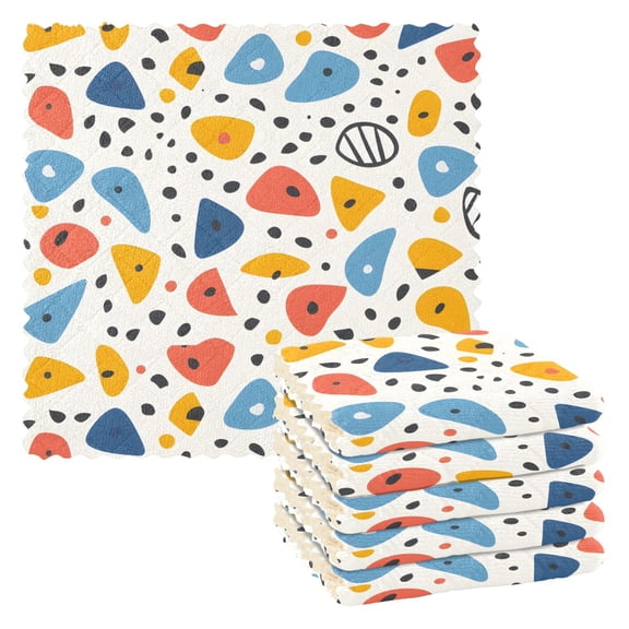 6 Packs Colorful Spots Kitchen Dish Towels Soft Absorbent Dish Cloths 11"x11"