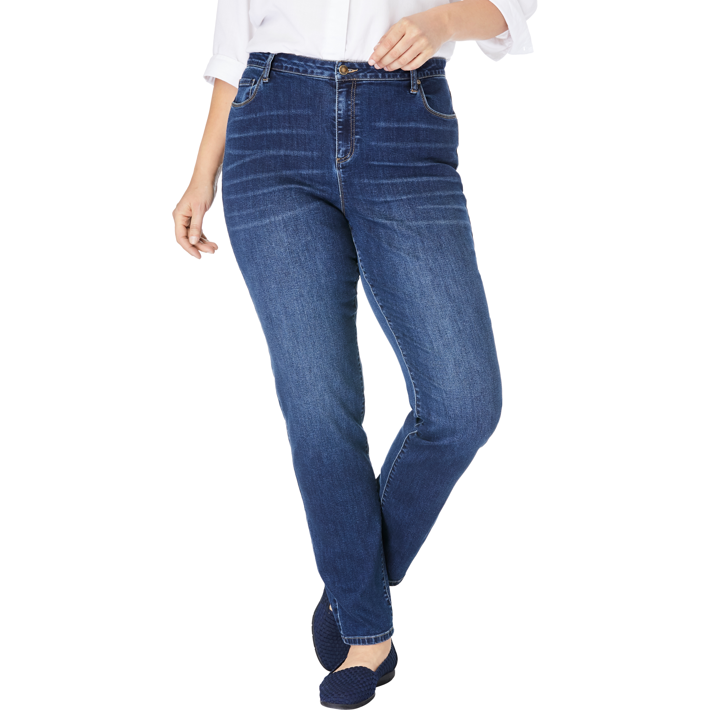 woman within straight leg jeans