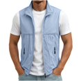 thumbnail image 2 of Mifsaly Men's Lightweight Windbreaker Vest Stand Collar Zip Up Sleeveless Jacket Casual Sportswear Running Outerwear Waistcoat with Zip Pockets for Golf Hiking Travel Light Blue,XL, 2 of 5