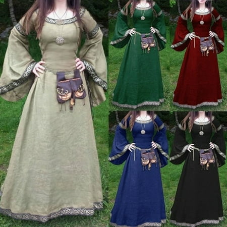 Women Long Sleeve Medieval Fairy Dress