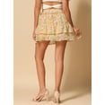 thumbnail image 4 of DARING DIVA Women's Elastic Waist A-Line Layered Ruffle Floral Mini Skirt L Yellow, 4 of 5