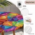 thumbnail image 3 of Colorful Geometric Round Tablecloth for 55-60 Inch Tables,Fitted Table Cover with Elastic Edge,Modern Rainbow Ombre Abstract Art Waterproof Outdoor Table Cloth Protector for Patio Garden Dinner, 3 of 9