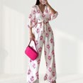 thumbnail image 4 of Traje informal de 2 piezas con mangas abullonadas y pierna ancha para mujer pantalones superiores elegantes atuendo diario FLhrweasw Nuevo, 4 of 9