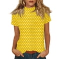 thumbnail image 2 of Dolkfu French Chic Women'S Summer Tops Yellow Pull-on Crew Neck Short Sleeve Tops Polka Dot Printed Retro Vintage T-Shirts Yellow,S, 2 of 5
