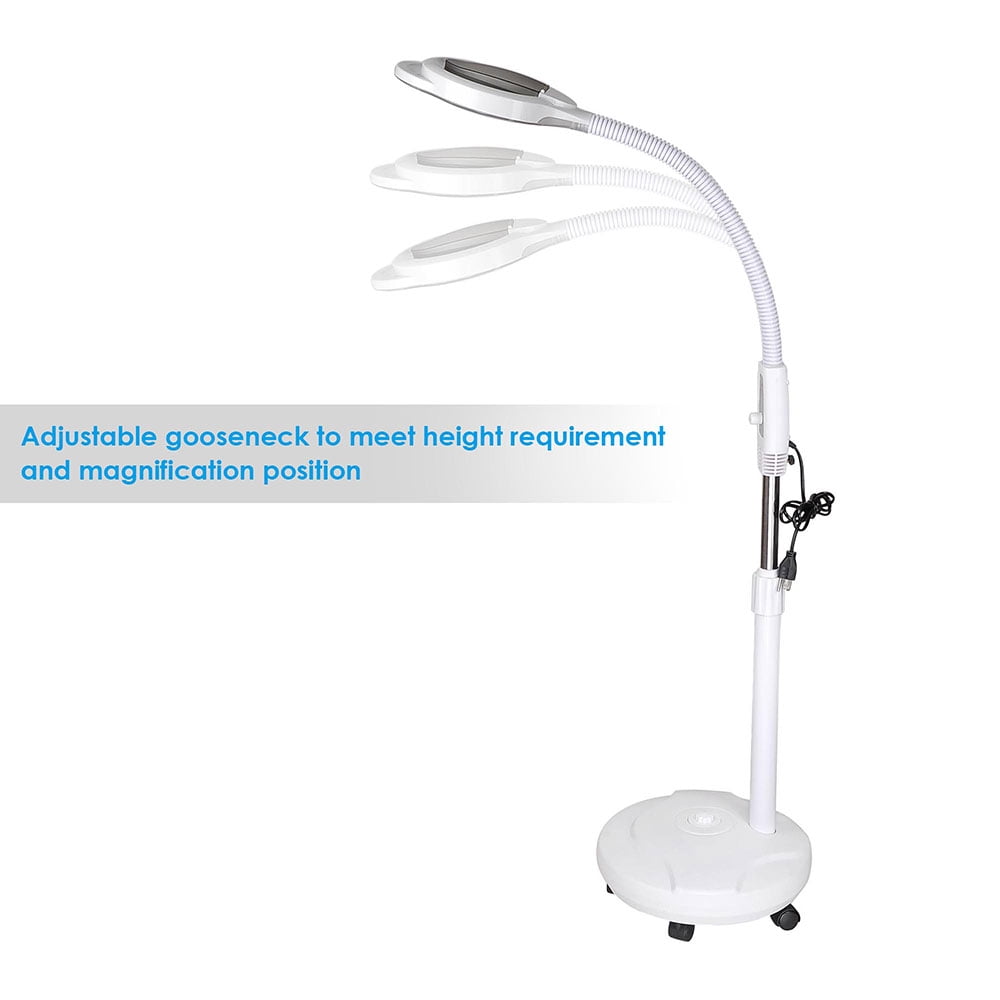 Yescom 5x Diopter Led Magnifier Lamp, Magnifying Floor Lamp On Wheels