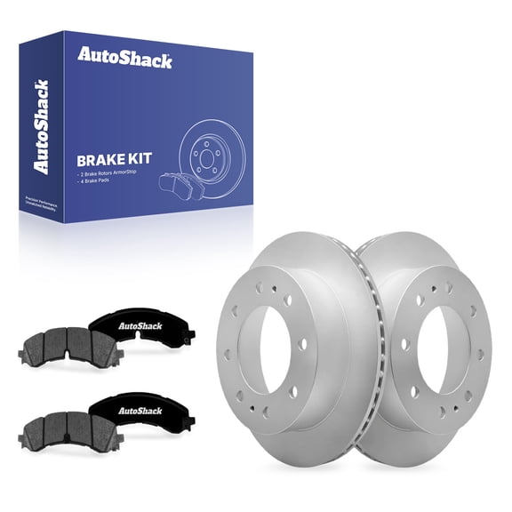 AutoShack Rear Vented Coated Brake Rotors   Premium Ceramic Pads 6-PC Brake Kit Replacement for 2020-2025 Chevrolet Silverado 2500 HD 2020-2025 GMC Sierra 2500 HD ArmorStop 14.17" (360 mm)