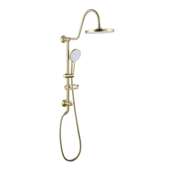 Exposed Shower Faucet Set with Shelf, Complete Shower System with Rough-in Valve