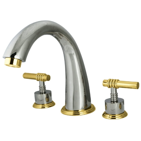 Kingston Brass KS2364ML Milano Two-Handle Deck Mount Roman Tub Faucet, Polished Chrome/Polished Brass