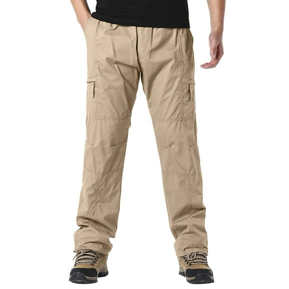 Men's Cargo Pants Men Pants Work Carpenter for Men Cargo Boys Tie Band Work Mens Outdoor Zip Pant Big Foam Cute Heavy for Mens Fashion Casual Pocket Zipper Buckle Khaki 2XL