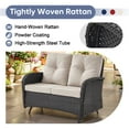 thumbnail image 3 of POCASSY 5 Pieces Patio Furniture Set with Patio Glider Loveseat Swivel Patio Chair Coffee Table and Side Table, Black Wicker Beige Cushion, 3 of 13