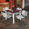 thumbnail image 2 of Kee 36" Square Breakroom Table- Mahogany/ Chrome & 4 Zeng Stack Chairs- Grey, 2 of 8