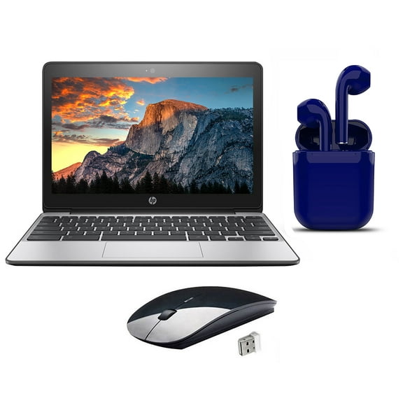 Restored HP Chromebook 2022 Latest OS 11.6-inch Intel Celeron 1.6GHz 4GB RAM 16GB SSD Bundle: Wireless Mouse, Bluetooth/Wireless Airbuds By Certified 2 Day Express (Refurbished)