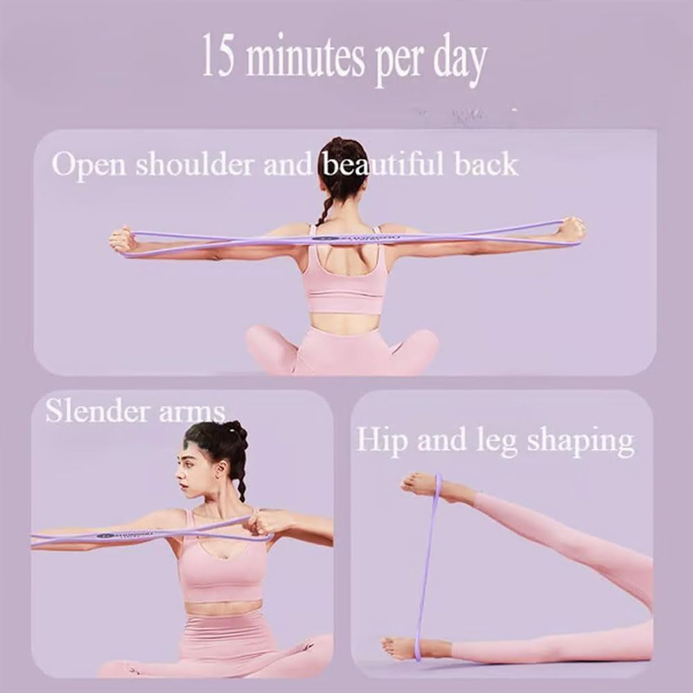 ABPETE Resistance Bands, Figure 8 Exercise Bands for Women Men, Portable 8 Shaped Resistance Bands for Arms Back Stretch Training(Pink 25lb + Purple 25lb)