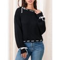 thumbnail image 6 of Lnzyyephy Women's Spring Autumn Knit Sweater Long Sleeve Drawstring Loose Pullover Knitwear, 6 of 9
