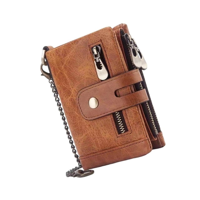 Mens Wallet Cowhide Leather Wallet Credit Card Holder RFID Bifold Brown