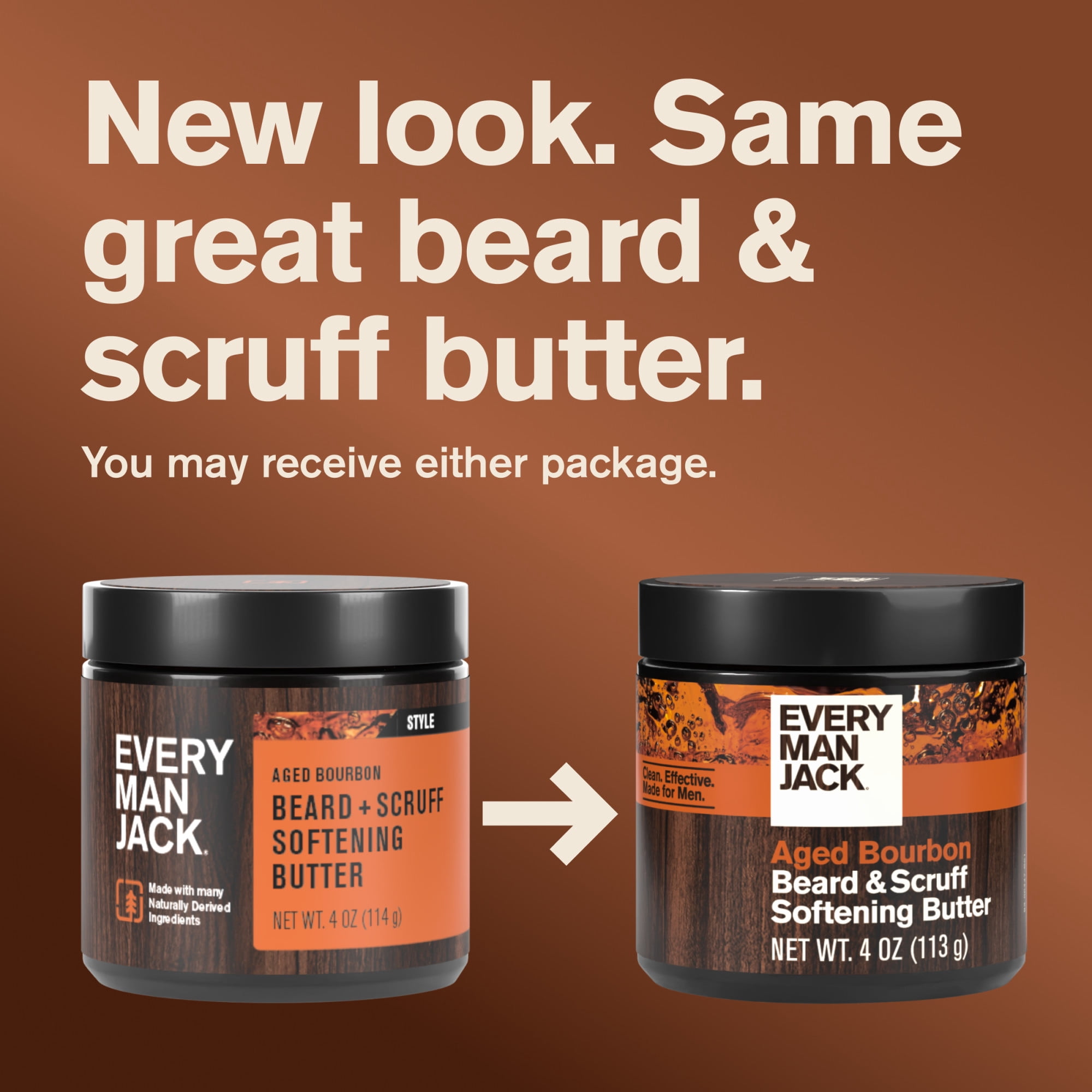 Every Man Jack Aged Bourbon Hydrating Beard Scruff Softening Butter for Men, Naturally Derived, 4 oz