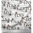thumbnail image 1 of Soimoi White Cotton Poplin Fabric Floral Love Text Print Fabric by the Yard 58 Inch Wide, 1 of 3