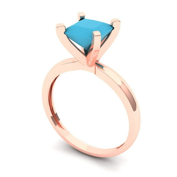 1.0ct Pear Cut Blue Crystal 18k White Gold Engraving Statement Bridal Wedding Solitaire Designer Ring Size 4.25