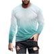 thumbnail image 2 of Blusas y camisas de manga larga con cuello redondo para hombre, blusa informal de manga larga con cuello redondo y estampado degradado, blusa de poliéster para hombre, 2 of 5