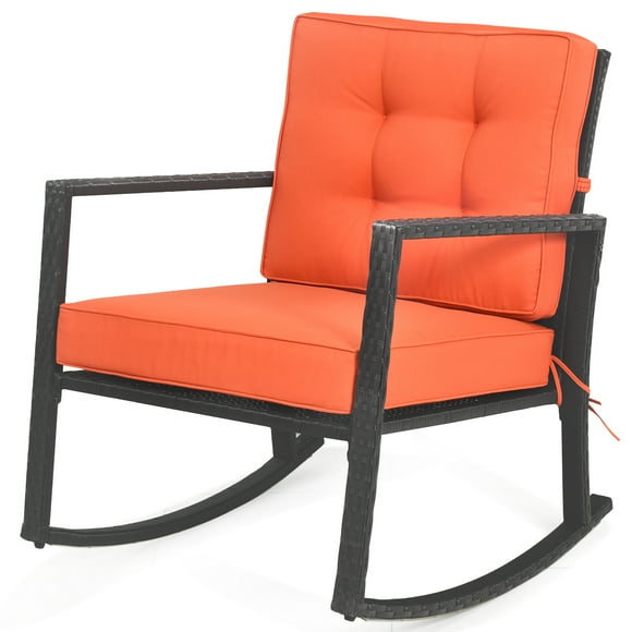 Topbuy Outdoor Wicker Rocking Chair Glider Patio Rattan Rocker Chair