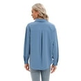 thumbnail image 4 of Women Casual Shirts Solid Long Sleeve Lapel V Neck Casual Tunic Blouses Top, 4 of 10
