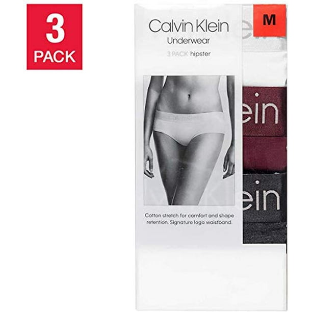calvin Klein Womens Hipster Underwear, 3-Pack, Maroon, White