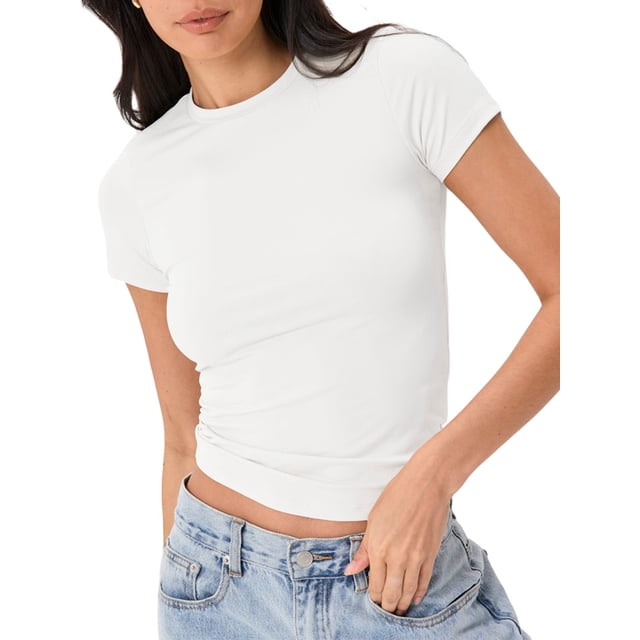 Fortune T-Shirt Court à Manches Courtes pour Femmes Coupe Ajustée T-Shirts Basiques Décontractés