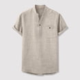 thumbnail image 2 of Leey-World Mens Casual Slim Fit Short Sleeve T-Shirts Soft Lightweight V-Neck/Crew-Neck Size Mens Tshirt(Beige,L), 2 of 4