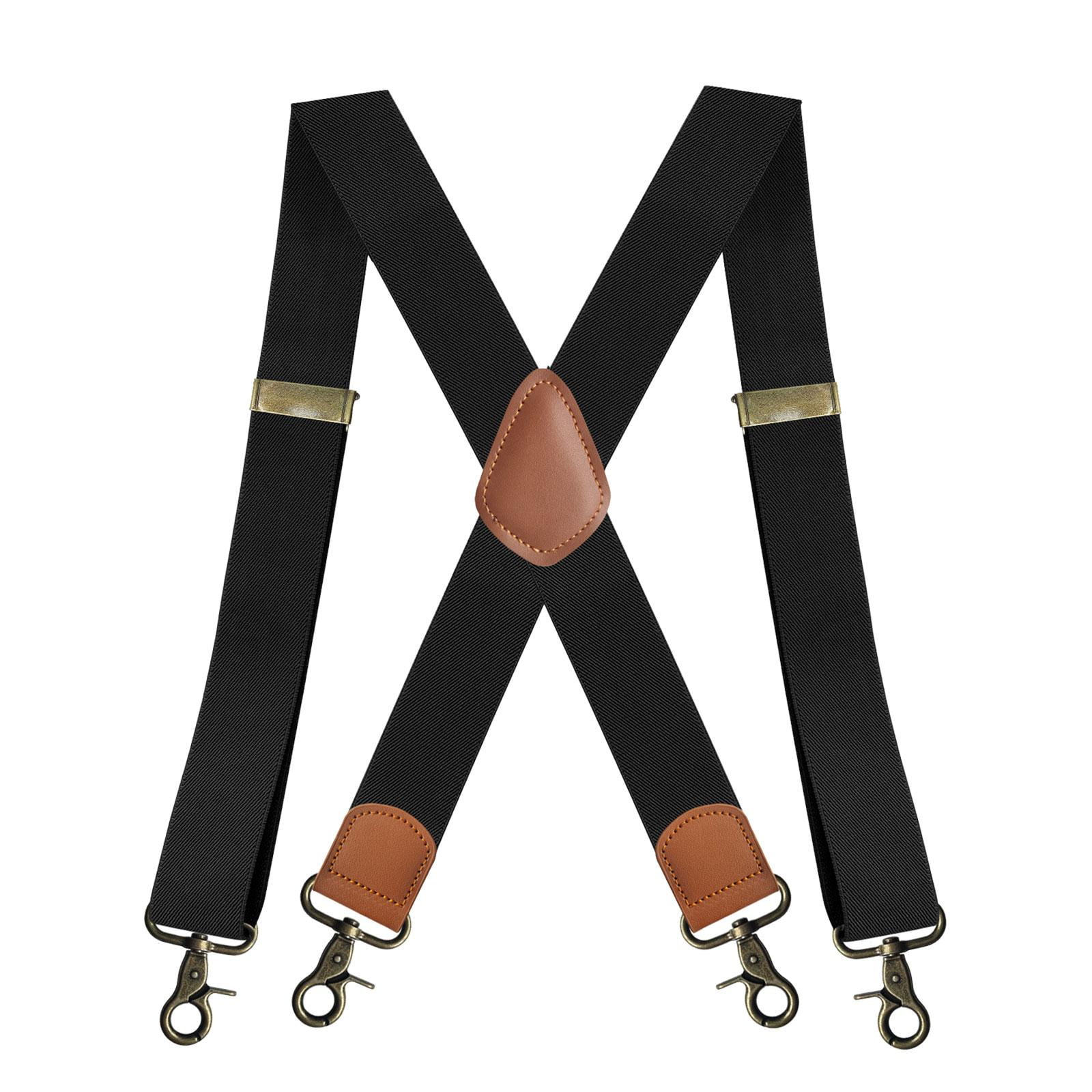 Bretelles En Y Avec 4 Clips - Homme/Femme - Kaki, Cuir PU, 120cm - Neuves
