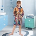thumbnail image 5 of FORMRS Niños Bathrobe Unisex Hooded Robe Soft Plush Pajamas Sleepwear, Size 2-3T, Futuristic Sun, 5 of 7