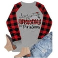 thumbnail image 4 of Telankuip Want a Hippopotamus for Christmas Tshirts Women Funny Cute Hippopotamus Tee Plaid Letter Print Long Sleeve Tops Loose Comfy Splicing Crewneck Pullover Tees Grey XL, 4 of 4