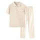 thumbnail image 4 of Conjunto de dos piezas Cagnkofi para hombre, transpirable, de verano, informal, de manga corta y pantalón largo, chándal de color liso., 4 of 5