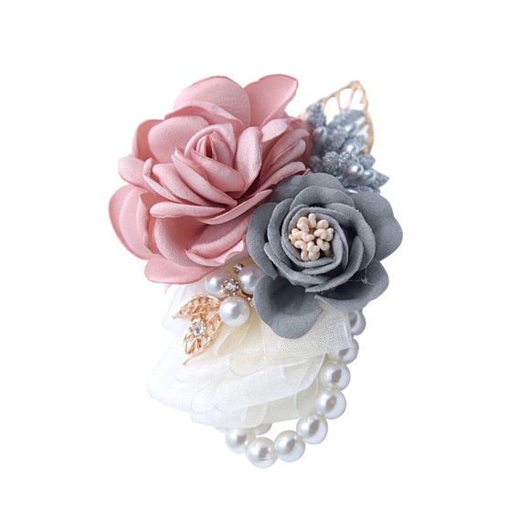 YSNOOWE Brazalete De Mano Decorativo Oro Rosa Con Flores Artificiales Para Bodas