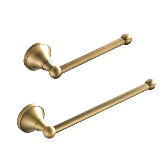 2 Piece Bathroom Accessory Set - Towel Rail and Toilet Paper Holder Antique Brass Wall Mount, Brushed Bronze,1 x paper towel holder 1 x towel holder,gold
