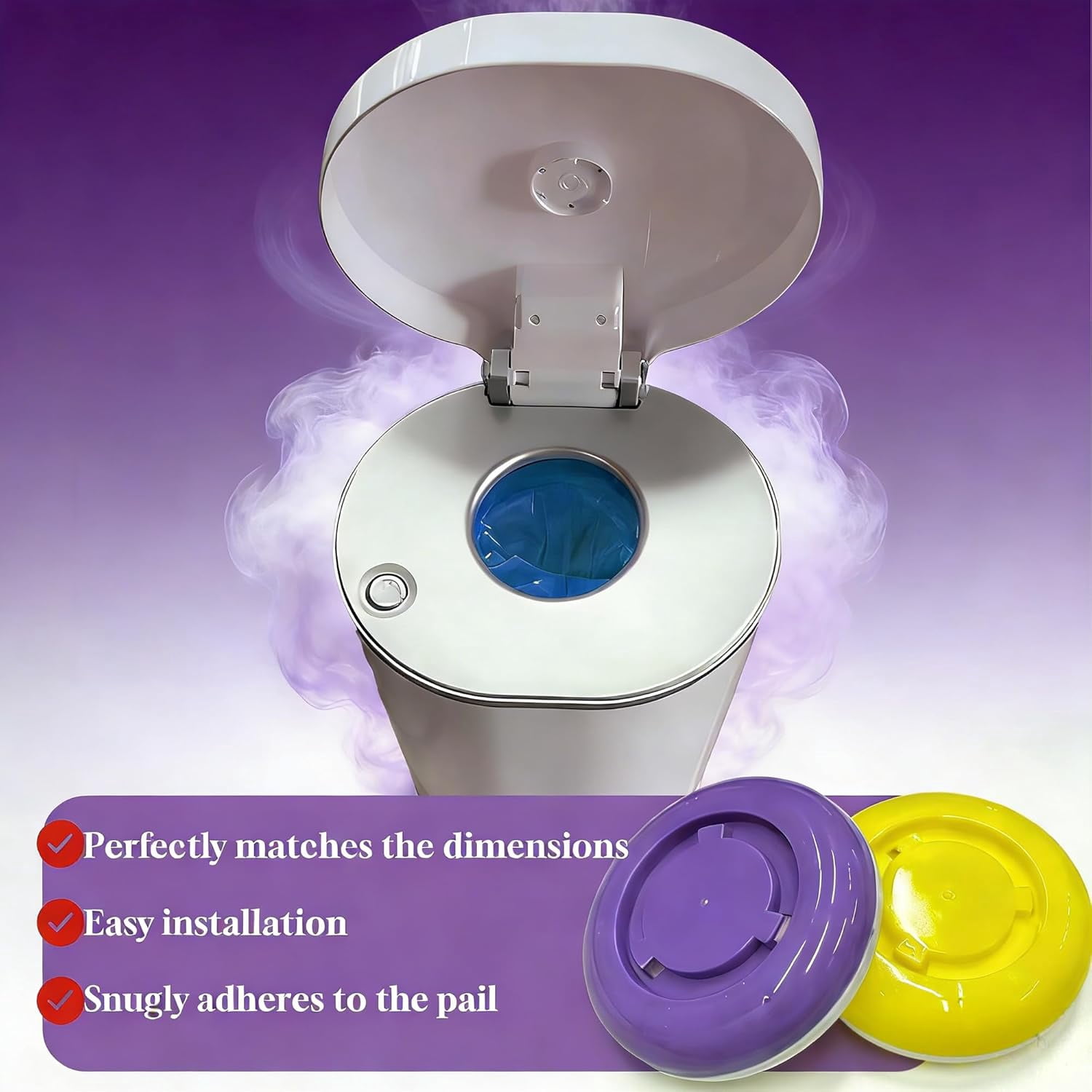 12PCS Diaper Pail Deodorizers, 6* Puck Baking Soda Cartridge & 6* Lavender Scented Baking Soda Refills, Odor Remover Compatible with Munchkin Step and Pail Diaper Pails