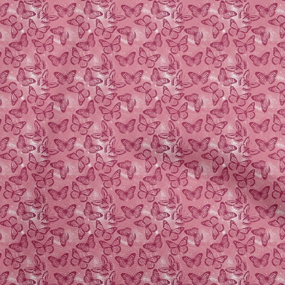 oneOone Cotton Poplin Twill Pink Fabric Butterflies Sewing Fabric By The Yard Printed Diy Clothing Sewing Supplies 56 Inch Wide