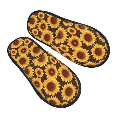 

Bingfone Chocolate Plaid Sunflower House Slippers for Women Men with Soft Rubber Sole Slip On for Indoor/Outdoor-Medium