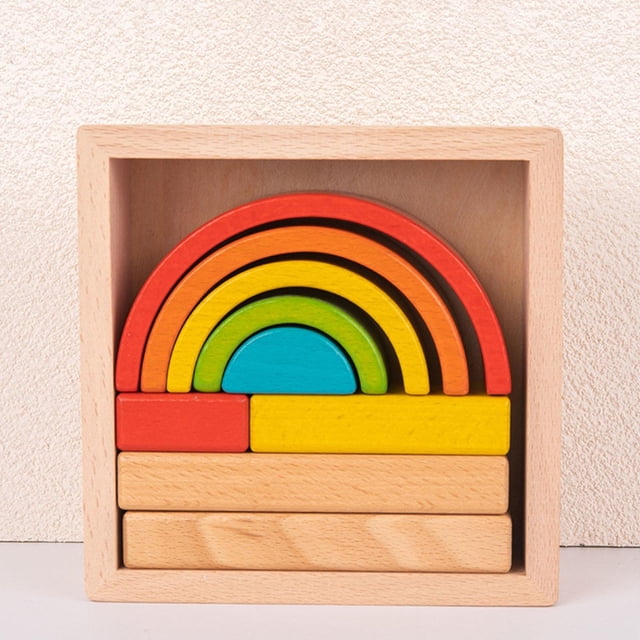 Apilador de Bloques de rompecabezas de anidación Montessori Desarrollo Aprendizaje Bloques de construcción de apilamiento para Serie CUTICAT Bloques de construcción