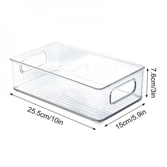 Stackable Plastic Food Storage Bins - Refrigerator Organizer With Handles For Pantry Fridge Freezer Kitchen Countertops Cabinets - Clear Can Organizer