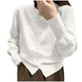 thumbnail image 2 of Women'S Button Down Crew Neck Long Sleeve Soft Knit Cardigan Sweater White Free Size, 2 of 5