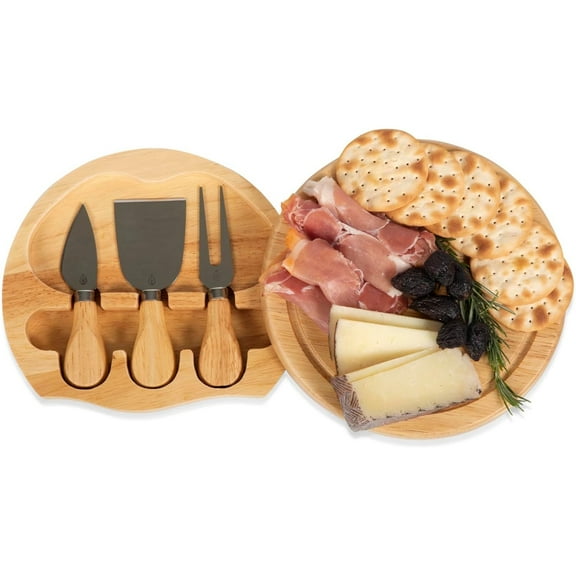 Brie Cheese Board and Knife Set, Charcuterie Board Set, Wood Cutting Board, (Parawood)