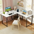 thumbnail image 2 of Gymax Bureau d'Ordinateur en L Réversible de 95 Pieds' pour 2 Personnes, Longue Table, Support d'Écran, Blanc, 2 of 10